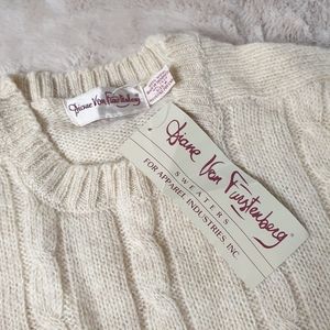 Diane von Furstenberg Vintage White Woolen Sweater